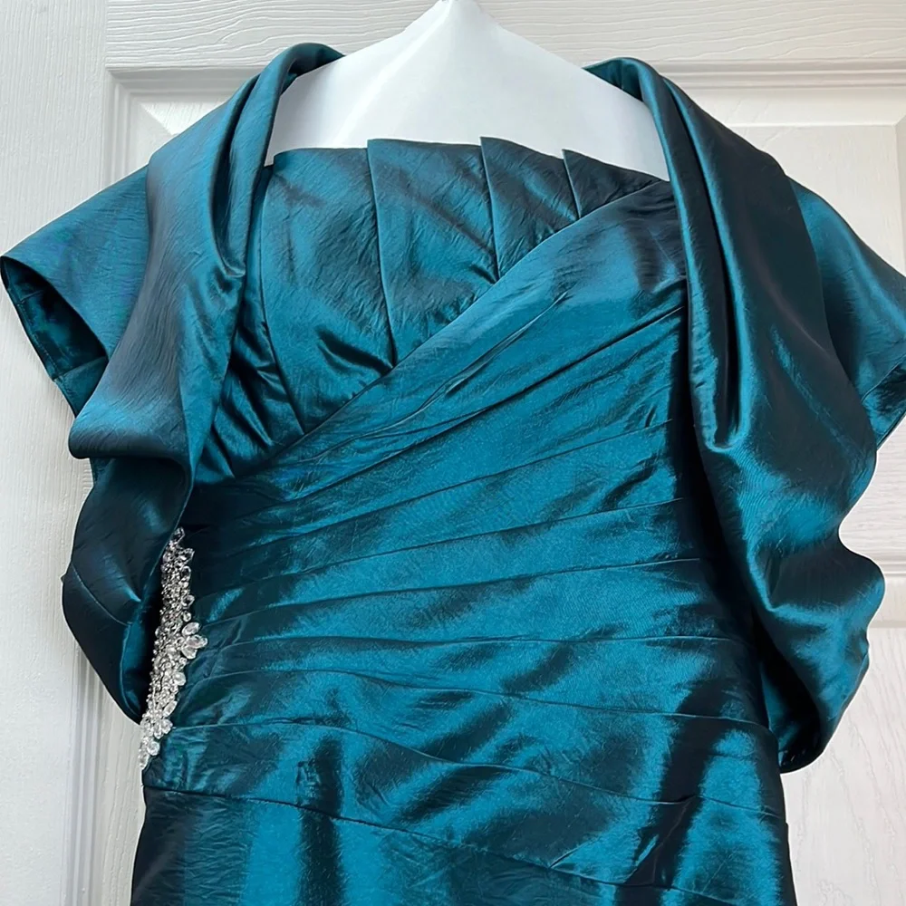 Jade Couture Mother of the Bride Teal Gown - Picture 7 of 16